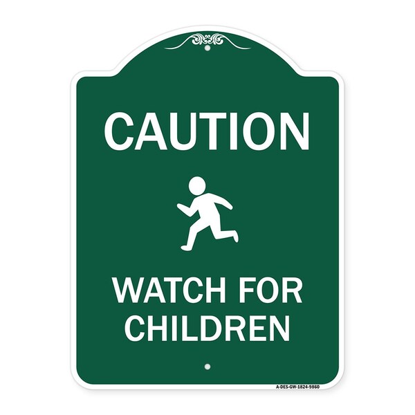Caution Watch For Children Heavy-Gauge Aluminum Architectural Sign, 24" x 18", GW-1824-9860